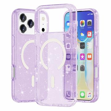 iPhone 18 Pro Stylish Glitter Series Hybrid Cover - MagSafe kompatibel - Lilla