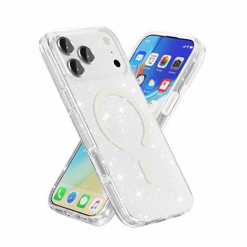 iPhone 18 Pro Stylish Glitter Series Hybrid Cover - MagSafe kompatibel - Hvid