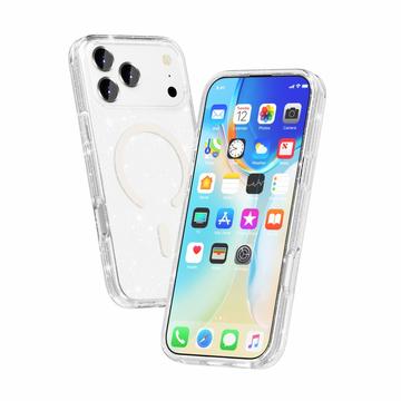 iPhone 18 Pro Stylish Glitter Series Hybrid Cover - MagSafe kompatibel - Hvid