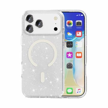 iPhone 18 Pro Stylish Glitter Series Hybrid Cover - MagSafe kompatibel - Hvid