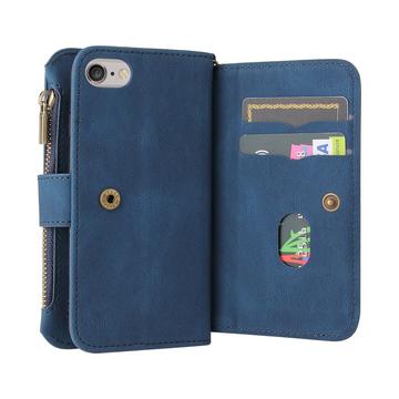 iPhone 6/7/8/SE (2020)/SE (2022) Flip Cover m. strop, pung og kortholdere - blå