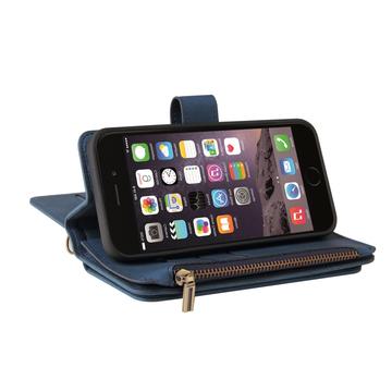 iPhone 6/7/8/SE (2020)/SE (2022) Flip Cover m. strop, pung og kortholdere - blå