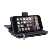iPhone 6/7/8/SE (2020)/SE (2022) Flip Cover m. strop, pung og kortholdere - blå