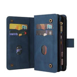 iPhone 6/7/8/SE (2020)/SE (2022) Flip Cover m. strop, pung og kortholdere - blå