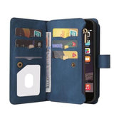 iPhone 6/7/8/SE (2020)/SE (2022) Flip Cover m. strop, pung og kortholdere - blå