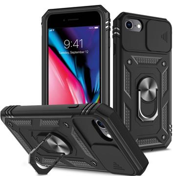 iPhone 6/6S/7/8/SE (2020)/SE (2022) Hybrid Cover med Metalstativ - Sort
