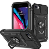 iPhone 6/6S/7/8/SE (2020)/SE (2022) Hybrid Cover med Metalstativ - Sort