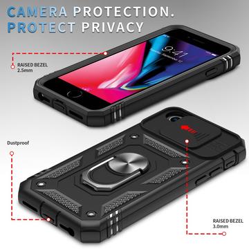 iPhone 6/6S/7/8/SE (2020)/SE (2022) Hybrid Cover med Metalstativ - Sort