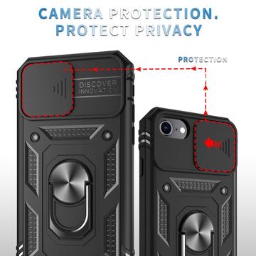 iPhone 6/6S/7/8/SE (2020)/SE (2022) Hybrid Cover med Metalstativ - Sort