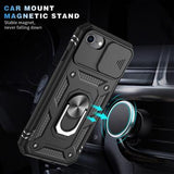 iPhone 6/6S/7/8/SE (2020)/SE (2022) Hybrid Cover med Metalstativ - Sort