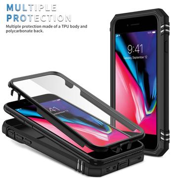 iPhone 6/6S/7/8/SE (2020)/SE (2022) Hybrid Cover med Metalstativ - Sort
