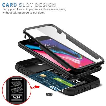 iPhone 6/6S/7/8/SE (2020)/SE (2022) Hybrid Cover med Metalstativ - Sort