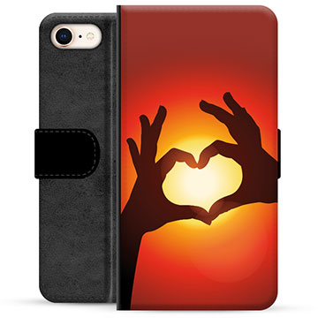 iPhone 7/8/SE (2020)/SE (2022) Premium Flip Cover med Pung - Hjertesilhuet