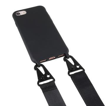 iPhone 7/8/SE (2020)/SE (2022) fleksibelt etui med skulderrem - sort