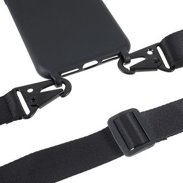 iPhone 7/8/SE (2020)/SE (2022) fleksibelt etui med skulderrem - sort