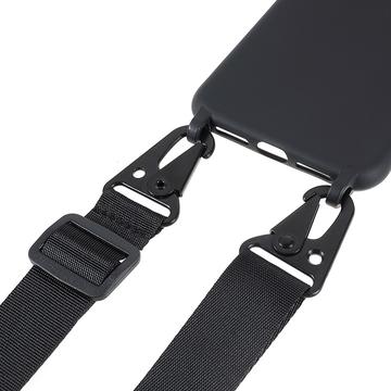 iPhone 7/8/SE (2020)/SE (2022) fleksibelt etui med skulderrem - sort