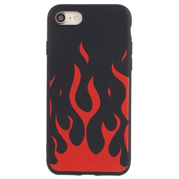 iPhone 7/8/SE (2020)/SE (2022) Silikone Cover med Flammer - sort