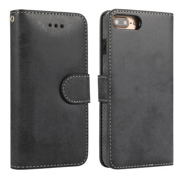iPhone 7 Plus/8 Plus Vintage 2-i-1-pungetui med aftageligt låg - sort