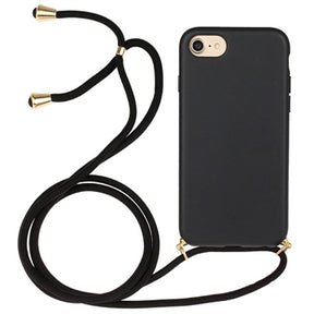 iPhone 7/8/SE (2020)/SE (2022) TPU Cover med Nøglesnor - Sort