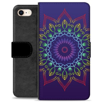 iPhone 7/8/SE (2020)/SE (2022) Premium Flip Cover med Pung - Farverig Mandala