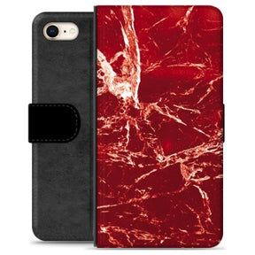 iPhone 7/8/SE (2020)/SE (2022) Premium Flip Cover med Pung - Rød Marmor