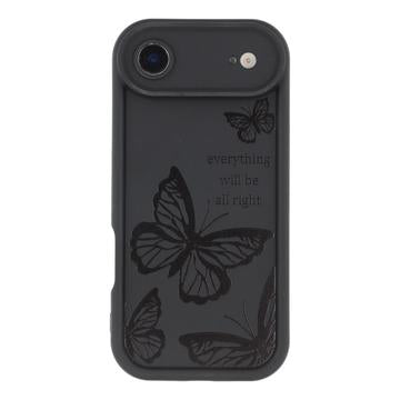 iPhone Air TPU-cover med Sommerfugleprint - Sort