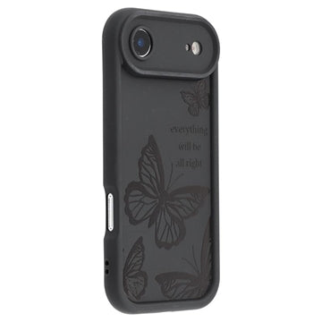 iPhone Air TPU-cover med Sommerfugleprint - Sort