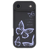 iPhone Air TPU-cover med Sommerfugleprint - Lilla / Sort