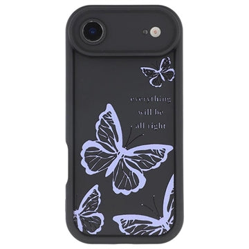 iPhone Air TPU-cover med Sommerfugleprint - Lilla / Sort