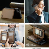 iPhone Air Caseme C22-etui RFID-kortpung - brun