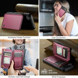 iPhone Air Caseme C22-etui RFID-kortpung - rød