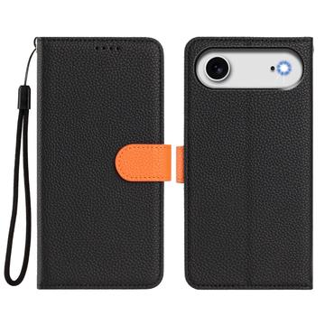 iPhone Air aftageligt pungetui med MagSafe, RFID-beskyttelse og håndrem - sort / orange