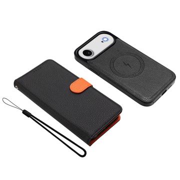 iPhone Air aftageligt pungetui med MagSafe, RFID-beskyttelse og håndrem - sort / orange