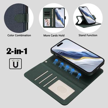 iPhone Air aftageligt pungetui med MagSafe, RFID-beskyttelse og håndrem - blå / grøn