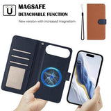 iPhone Air aftageligt pungetui med MagSafe, RFID-beskyttelse og håndrem - brun / blå
