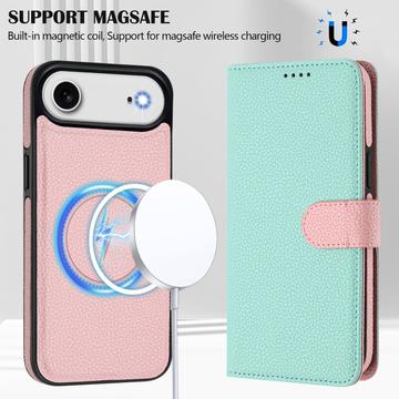 iPhone Air aftageligt pungetui med MagSafe, RFID-beskyttelse og håndrem - Mynte / Pink