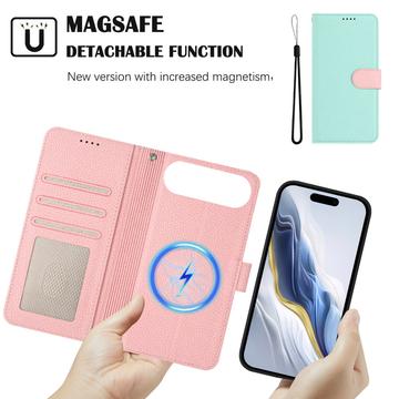 iPhone Air aftageligt pungetui med MagSafe, RFID-beskyttelse og håndrem - Mynte / Pink