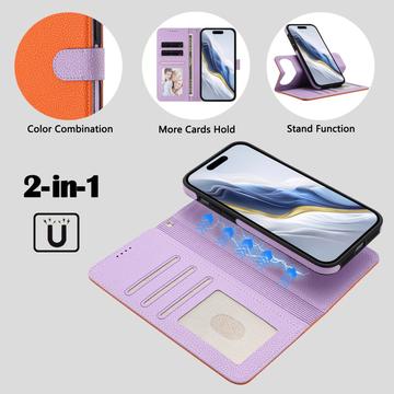 iPhone Air aftageligt pungetui med MagSafe, RFID-beskyttelse og håndrem - orange / lilla