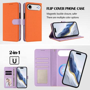 iPhone Air aftageligt pungetui med MagSafe, RFID-beskyttelse og håndrem - orange / lilla