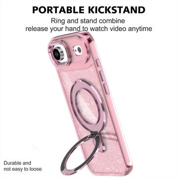 iPhone Air Glitter Hybrid Cover med Kickstand - MagSafe-kompatibel - Pink