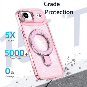 iPhone Air Glitter Hybrid Cover med Kickstand - MagSafe-kompatibel - Pink