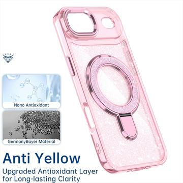 iPhone Air Glitter Hybrid Cover med Kickstand - MagSafe-kompatibel - Pink