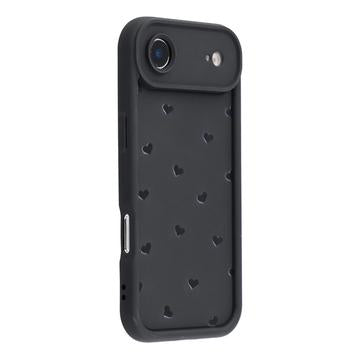 iPhone Air stødsikkert TPU-cover med hjertemønster og forhøjede kanter - sort