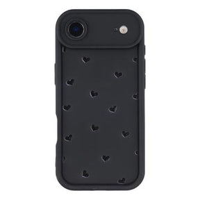 iPhone Air stødsikkert TPU-cover med hjertemønster og forhøjede kanter - sort