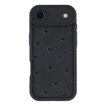iPhone Air stødsikkert TPU-cover med hjertemønster og forhøjede kanter - sort