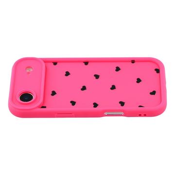 iPhone Air stødsikkert TPU-cover med hjertemønster og forhøjede kanter - Hot Pink