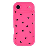iPhone Air stødsikkert TPU-cover med hjertemønster og forhøjede kanter - Hot Pink