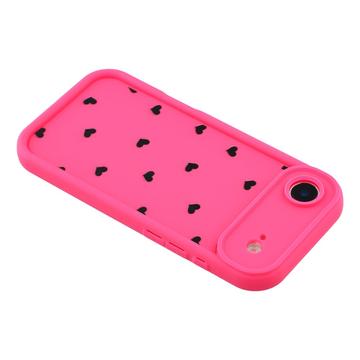 iPhone Air stødsikkert TPU-cover med hjertemønster og forhøjede kanter - Hot Pink
