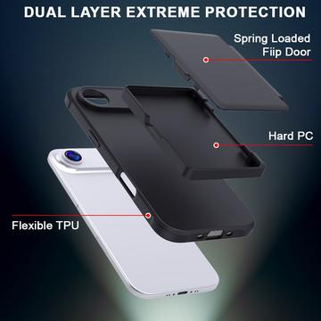 iPhone Air Hybrid Cover med Spejl og Kortholder - Sort