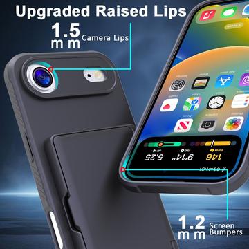 iPhone Air Hybrid Cover med Spejl og Kortholder - Sort